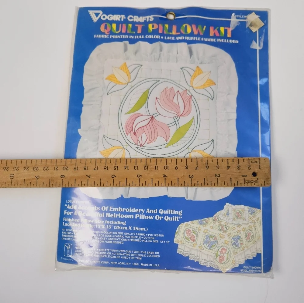 Lotus Flower Vogart Crafts Quilt Pillow Kit # 8770C SEALED New Old Stock